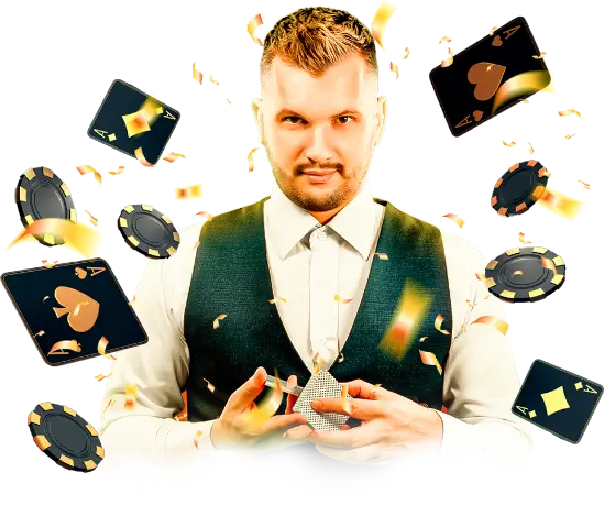 hombre jugando con cartas